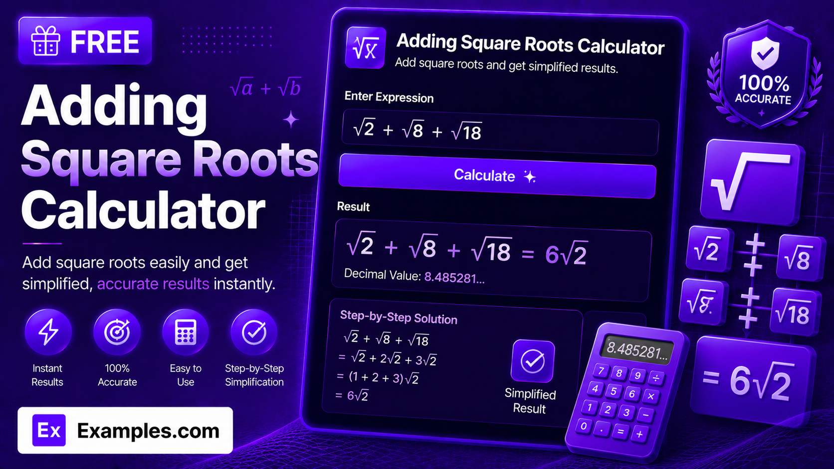 Adding Square Roots Calculator