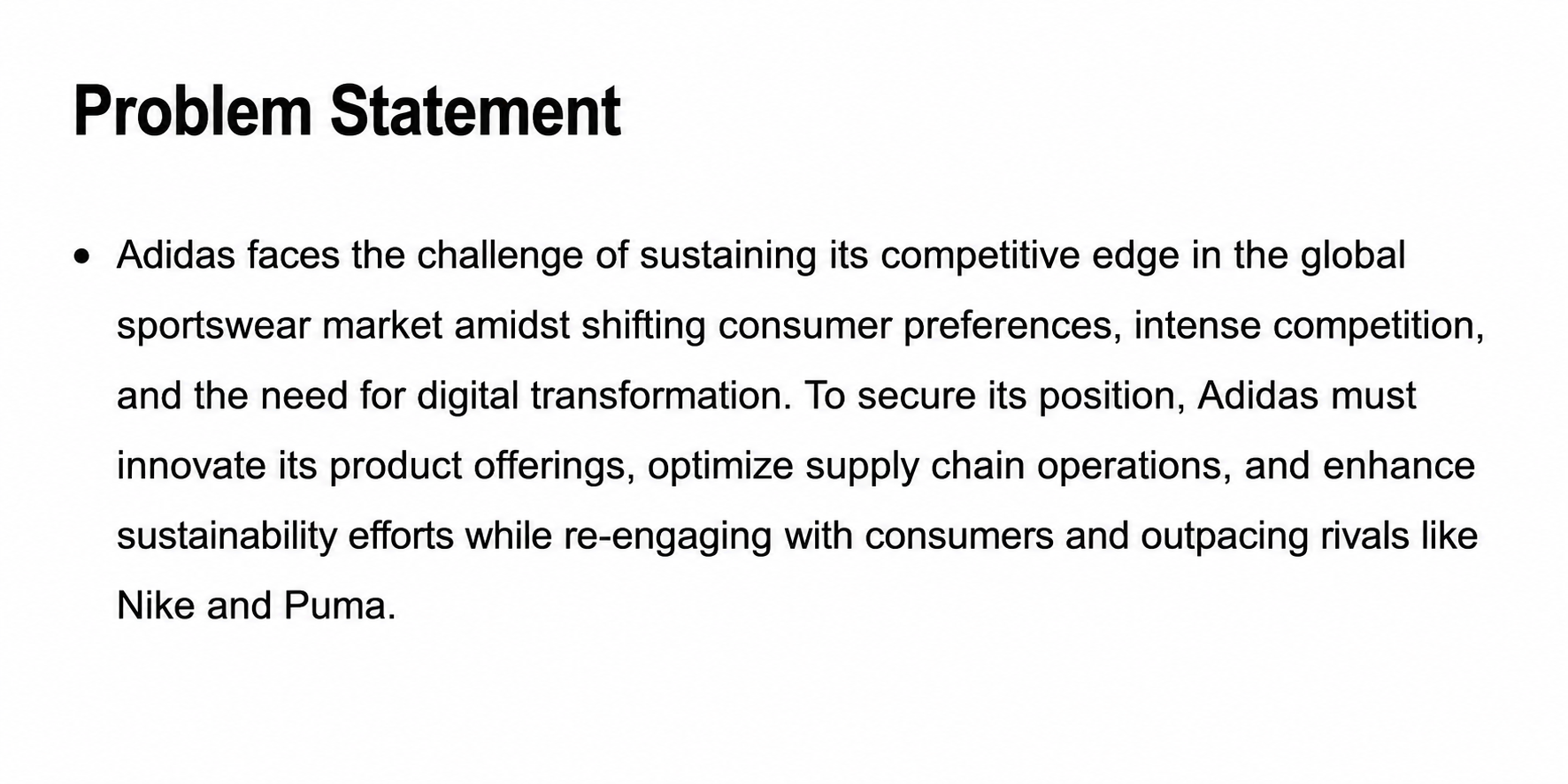 Adidas Business Problem Statement - Free AI Problem Statement Generator, 50+Real Problem Statement Examples