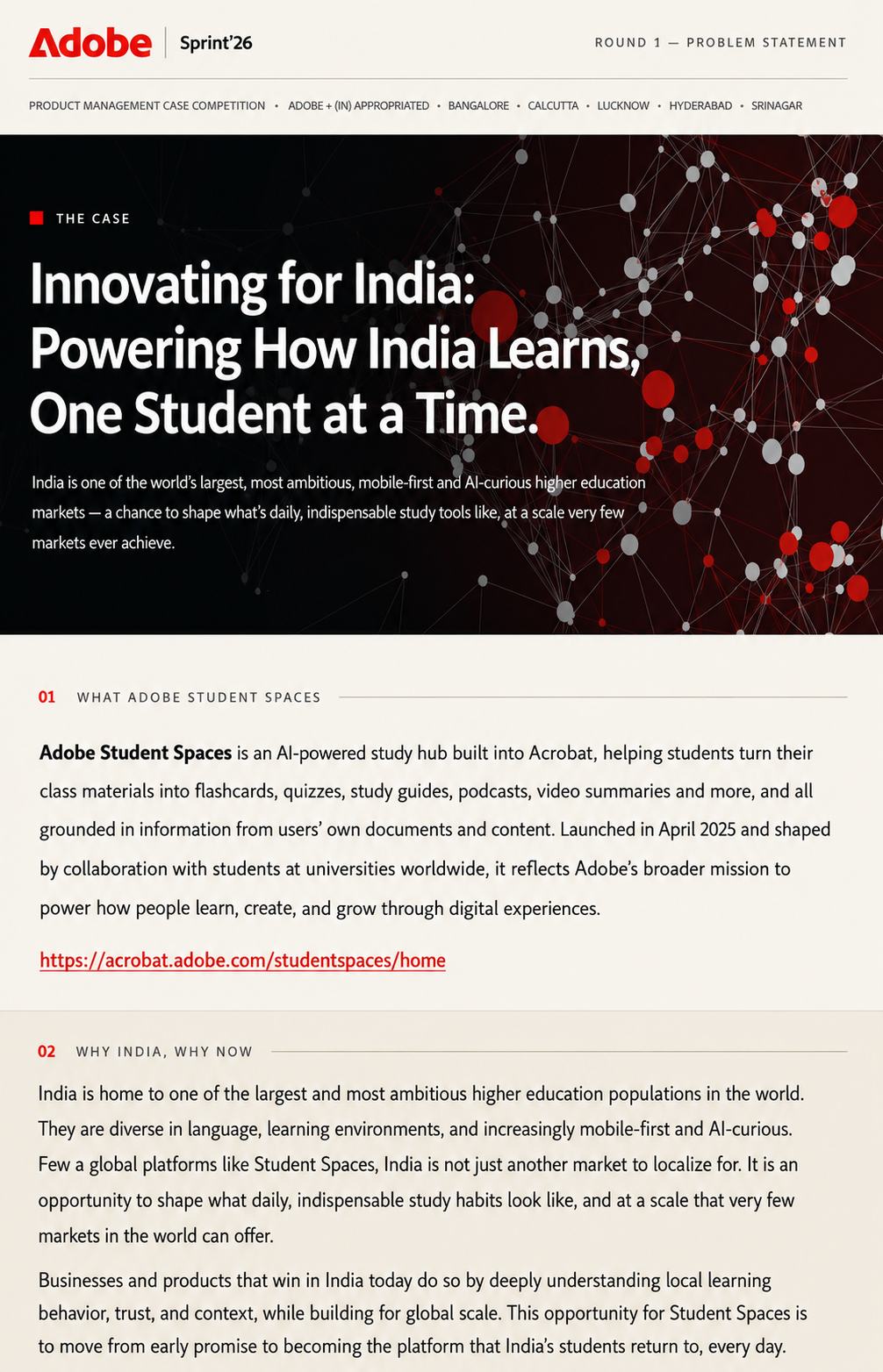 Adobe Student Spaces Growth Problem Statement - Free AI Problem Statement Generator, 50+Real Problem Statement Examples