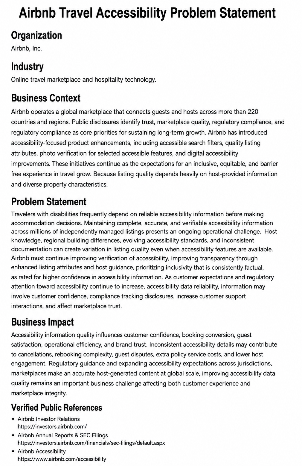 Airbnb Travel Accessibility Problem Statement - Free AI Problem Statement Generator, 50+Real Problem Statement Examples