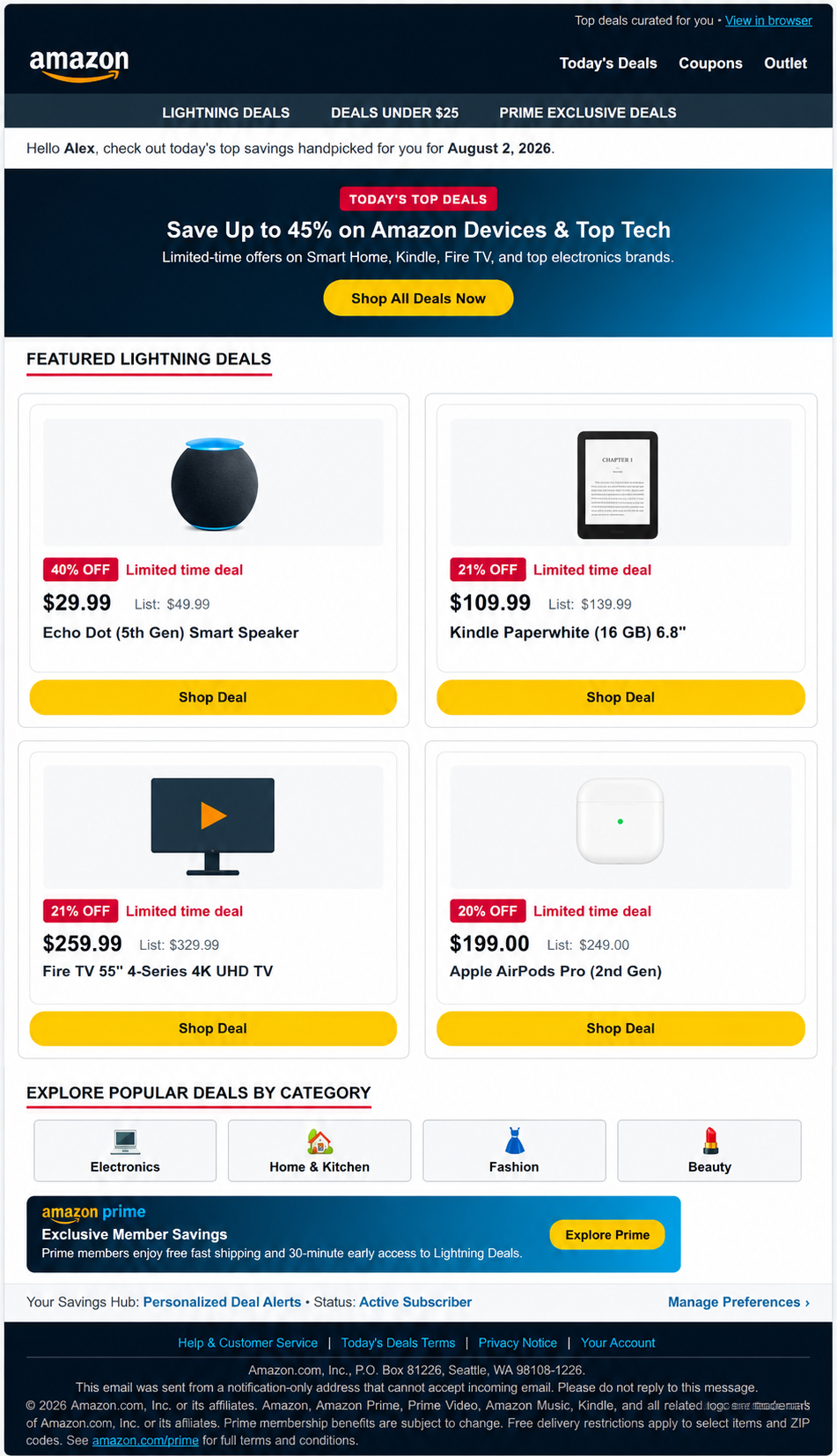 Amazon Deals Email Newsletter - Free AI Email Newsletter Generator, 50+ Real Email Newsletter Examples