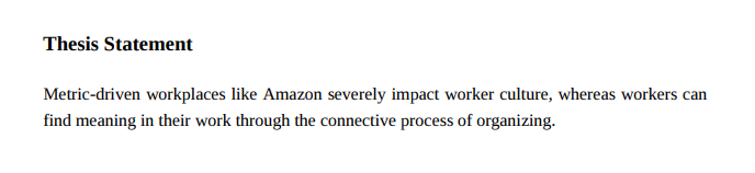 Amazon Warehouse Working Conditions Thesis Statement - Free AI Thesis Statement Generator, 50+ Real Thesis Statement Examples