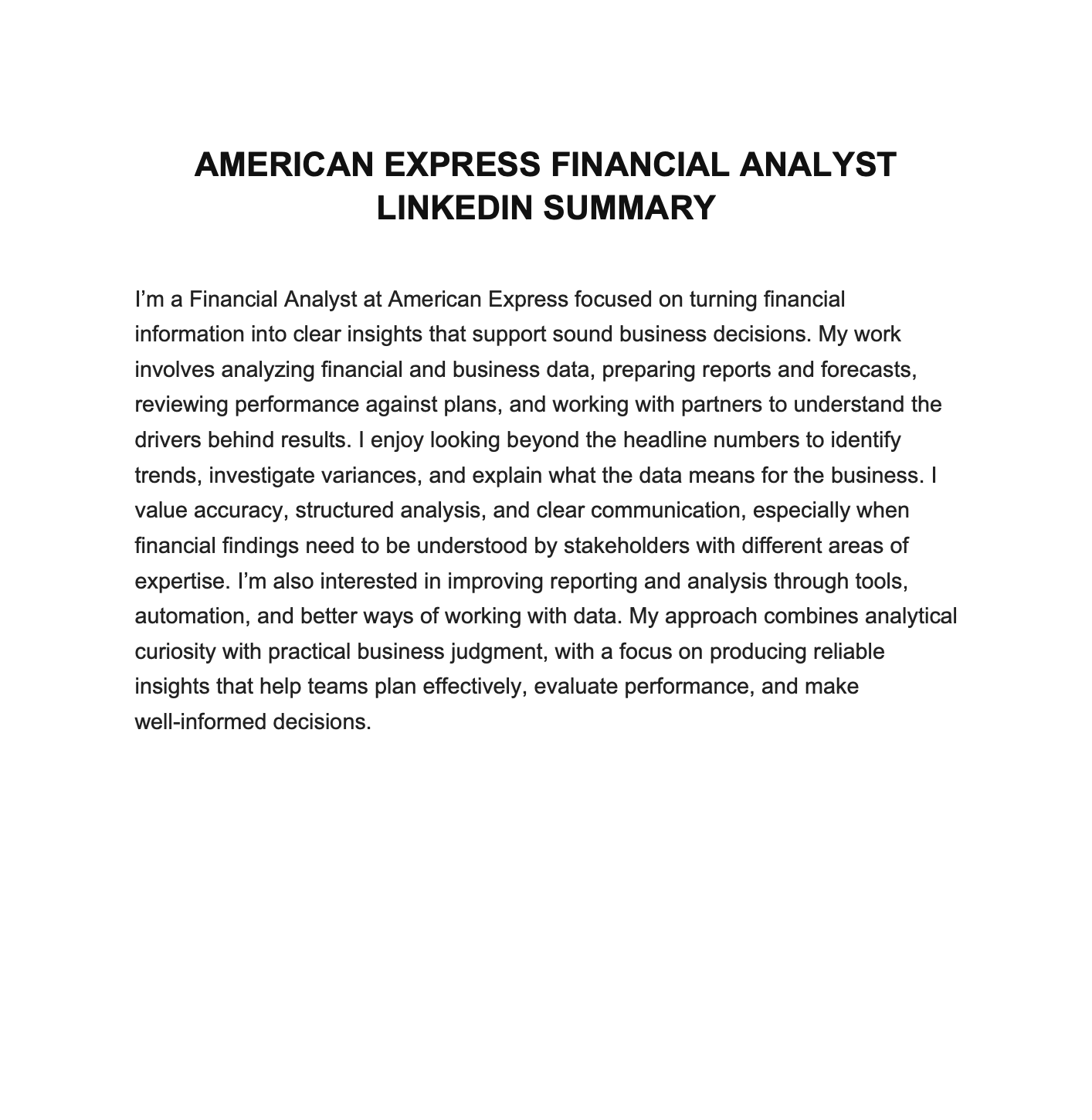 American Express Financial Advisor LinkedIn Summary - Free AI LinkedIn Summary Generator, 50+ Real LinkedIn Summary Examples