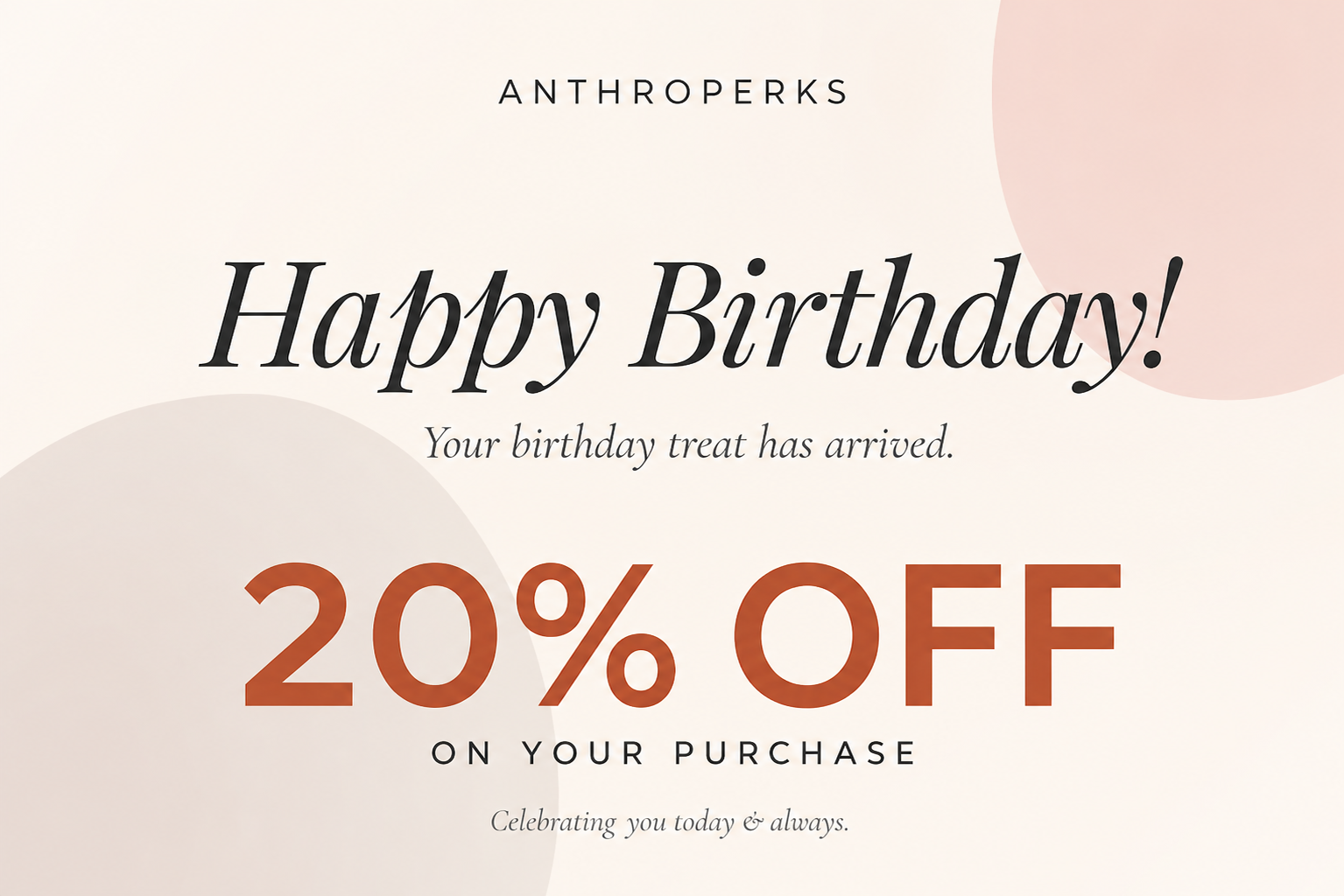 Anthropologie’s AnthroPerks Birthday Discount Reward Postcard - Free AI Postcard Generator, 50+ Real Postcard Examples