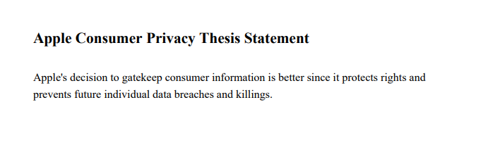 Apple Consumer Privacy Thesis Statement - Free AI Thesis Statement Generator, 50+ Real Thesis Statement Examples