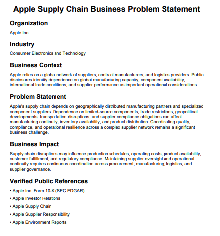 Apple Supply Chain Problem Statement - Free AI Problem Statement Generator, 50+Real Problem Statement Examples