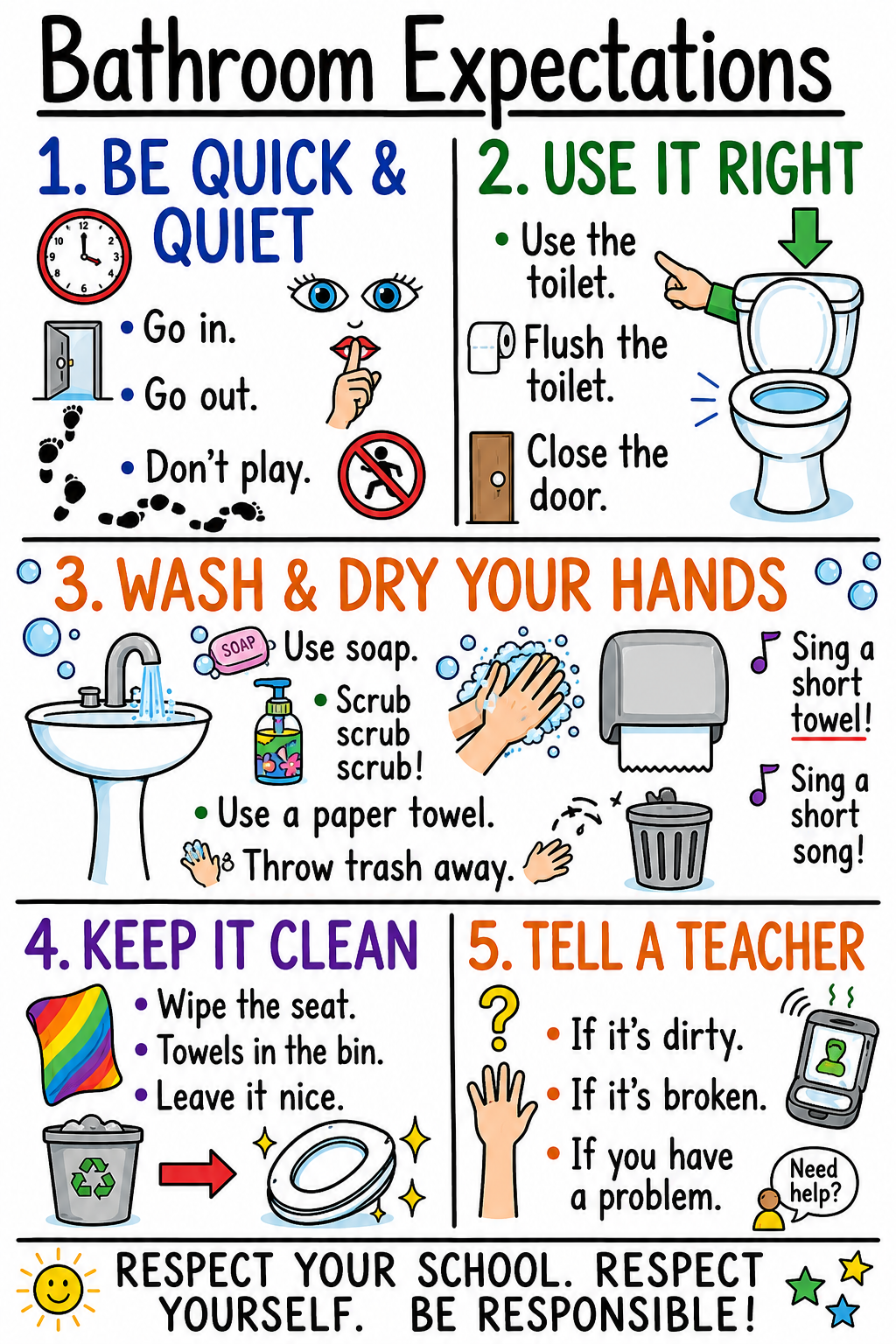 Bathroom Expectations Anchor Chart for Elementary School
