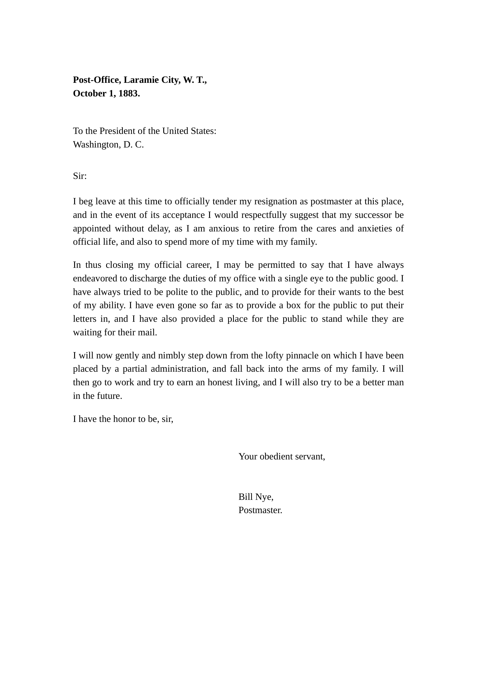 Bill Nye Resignation Letter to the President - Free AI Resignation Letter Generator, 50+ Real Resignation Letter Examples
