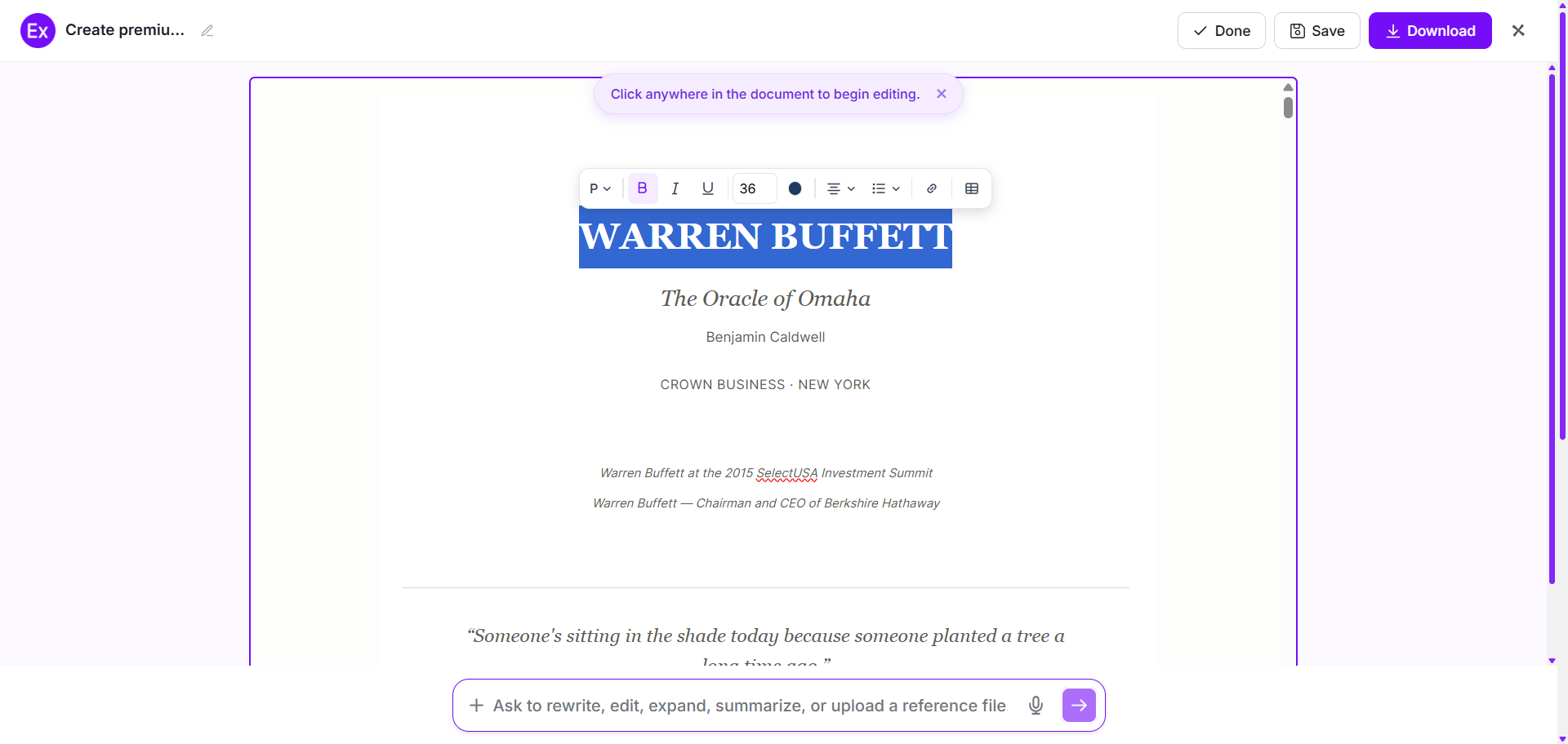 Customize The Biography In The Online Editor