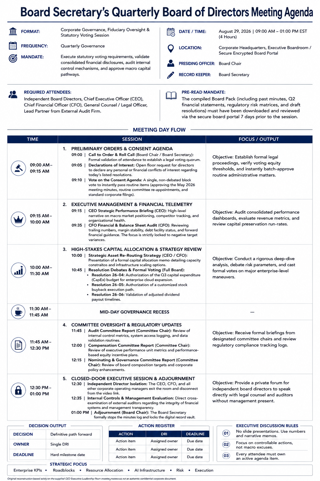 Board Secretary’s Quarterly Board of Directors Meeting Agenda - Free AI Meeting Agenda Generator, 50+ Real Meeting Agenda Examples