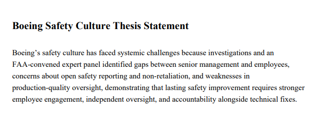 Boeing Safety Culture Thesis Statement - Free AI Thesis Statement Generator, 50+ Real Thesis Statement Examples
