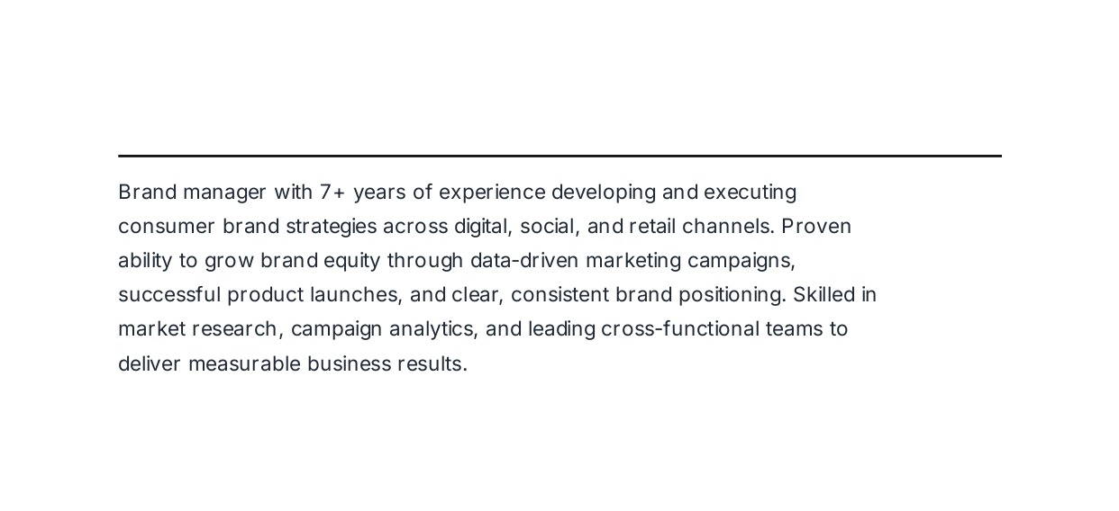 Brand Manager Resume Summary - Free AI Resume Summary Generator, 50+ Real Resume Summary Examples