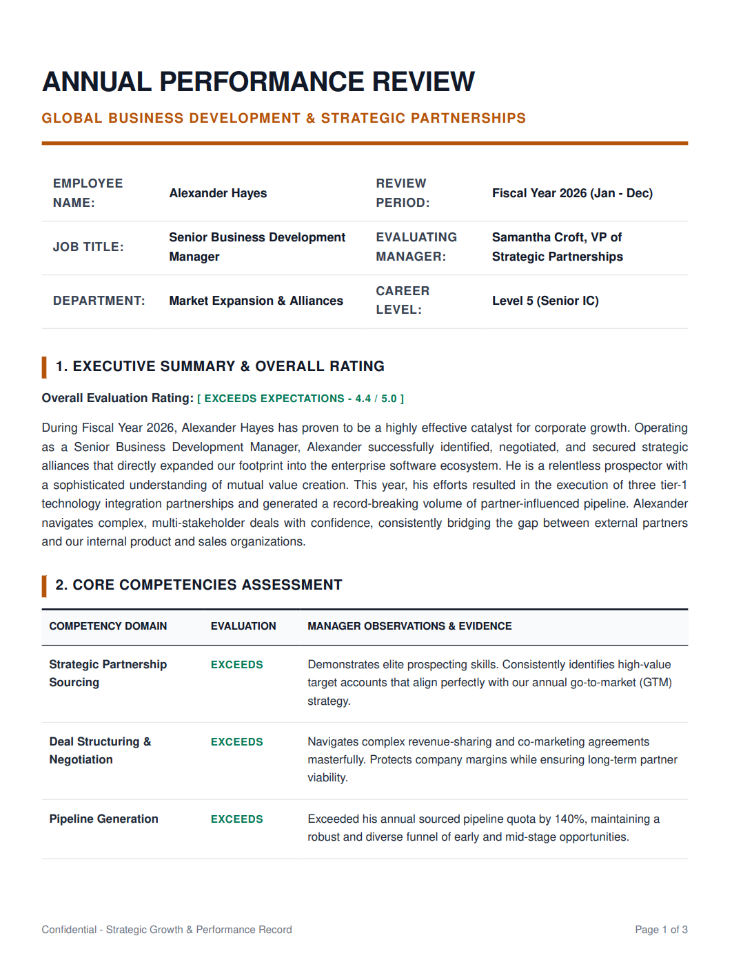 Business Development Manager Performance Review - Free AI Performance Review Generator, 50+ Real Performance Review Examples