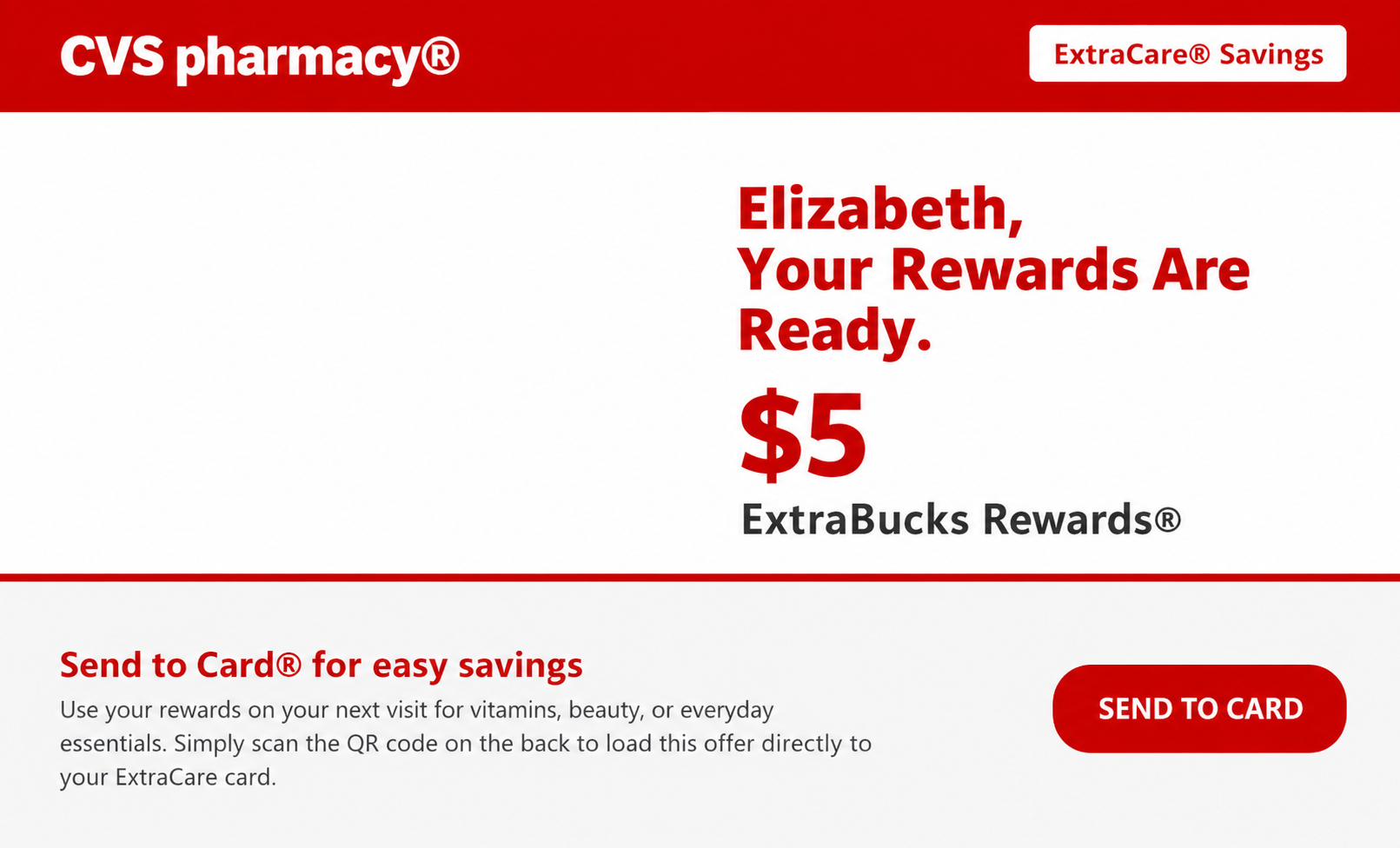 CVS ExtraCare Send to Card Coupon Mailer Postcard - Free AI Postcard Generator, 50+ Real Postcard Examples
