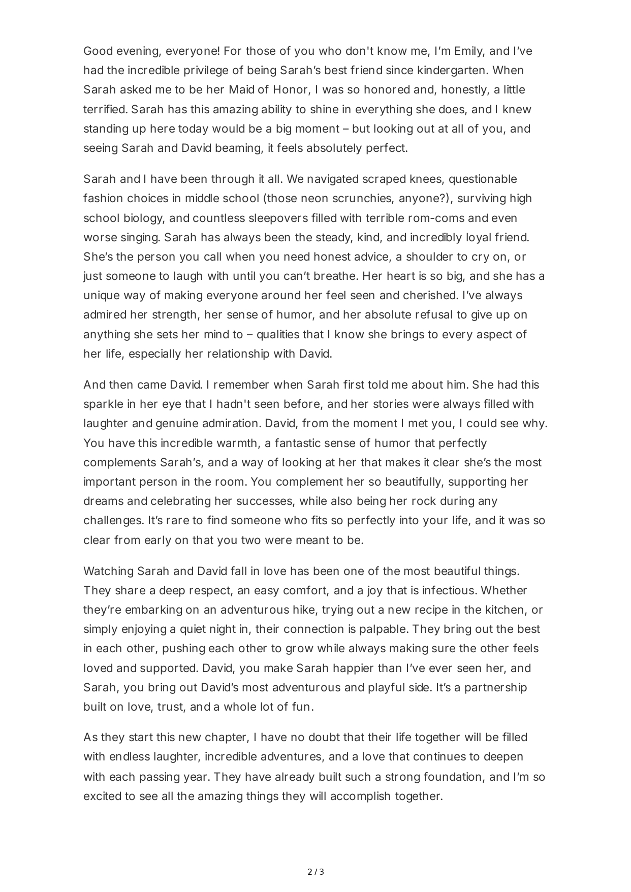 Casual Wedding Maid of Honor Speech - Free AI Maid of Honor Speech Generator, 50+ Real Maid of Honor Speech Examples