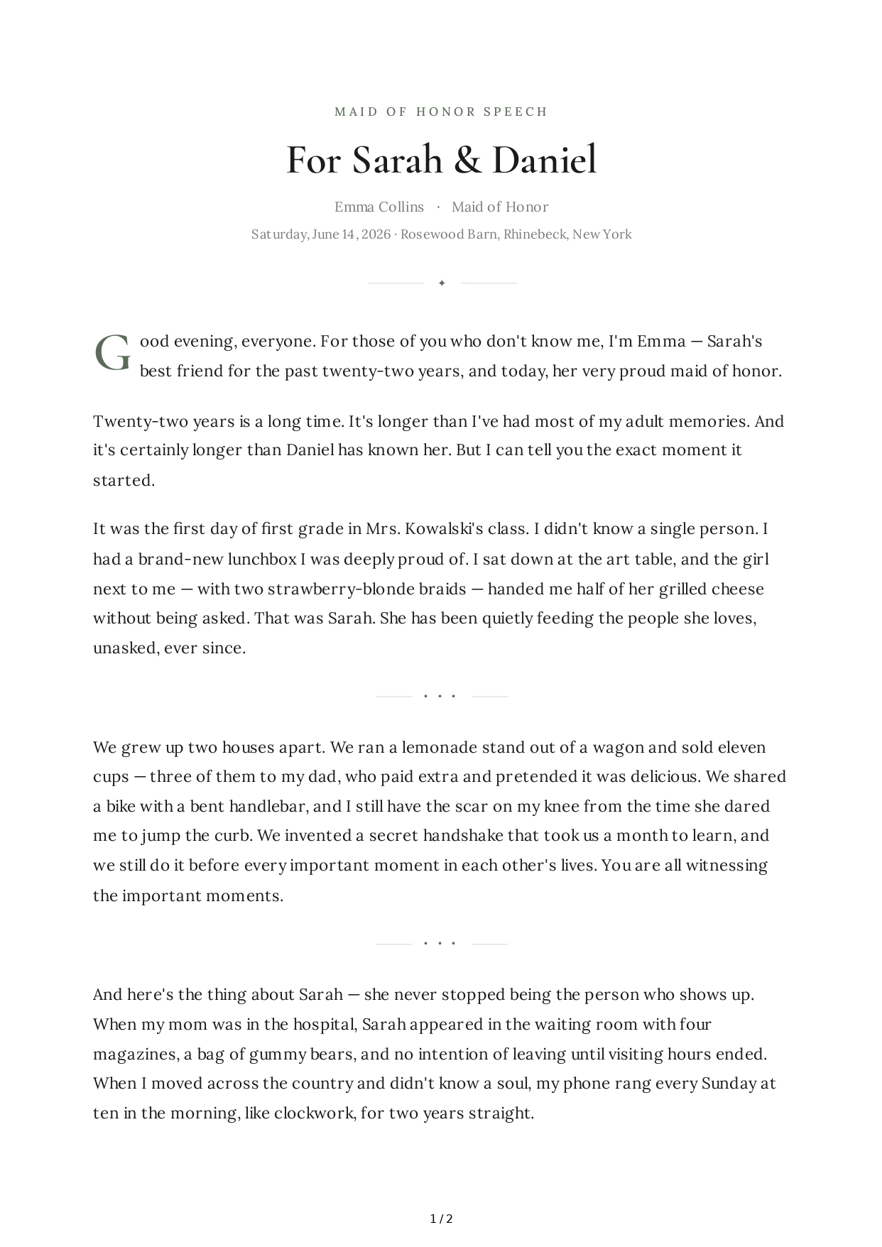 Childhood Best Friend Maid of Honor Speech - Free AI Maid of Honor Speech Generator, 50+ Real Maid of Honor Speech Examples