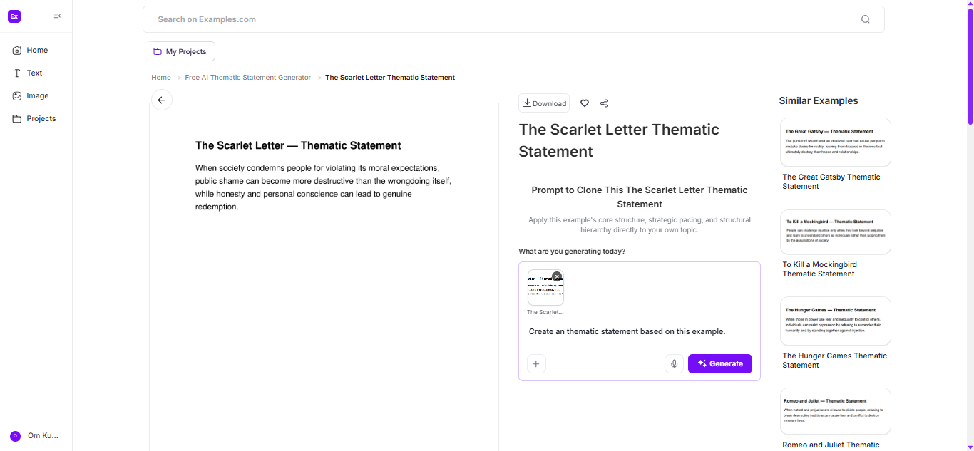 Thematic Statement Examples