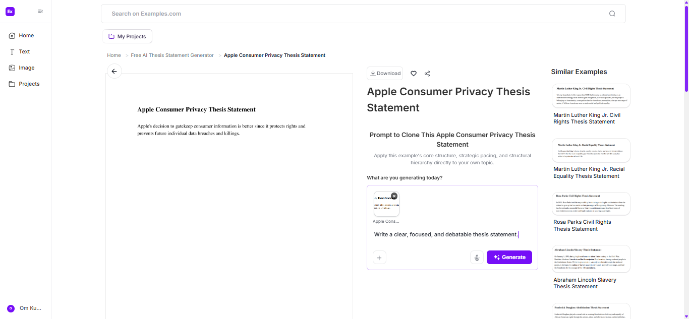 Thesis Statement Examples