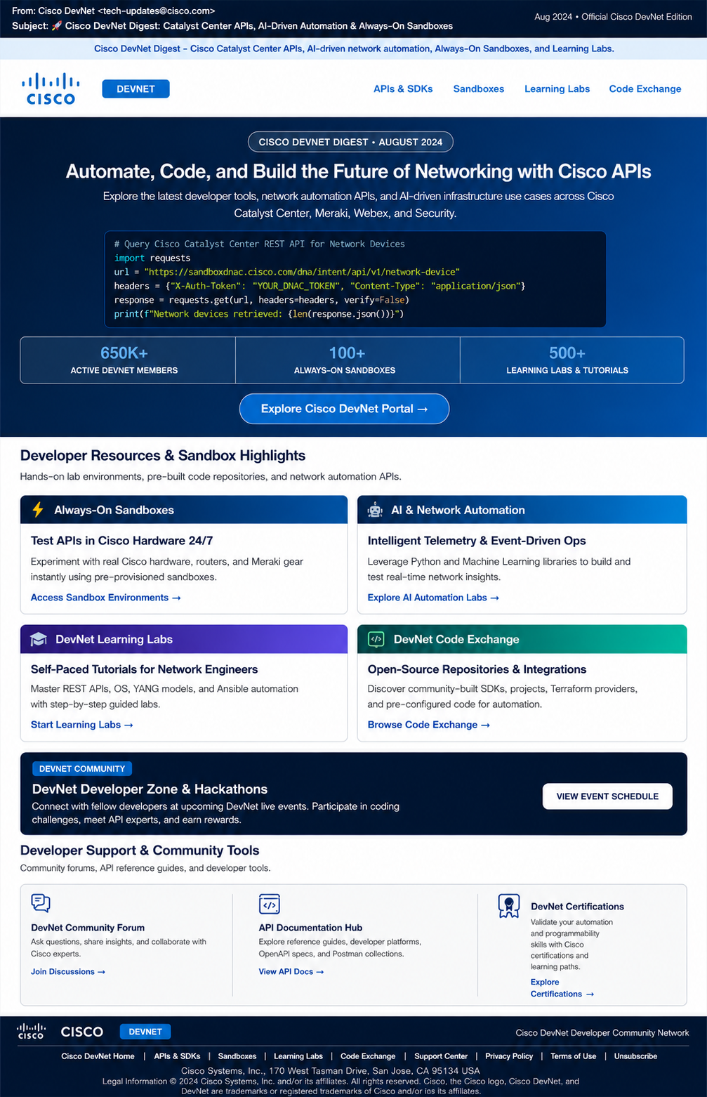 Cisco DevNet Email Newsletter - Free AI Email Newsletter Generator, 50+ Real Email Newsletter Examples