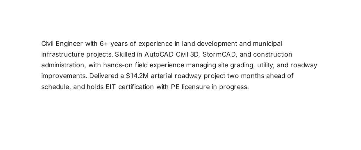Civil Engineer Resume Summary - Free AI Resume Summary Generator, 50+ Real Resume Summary Examples