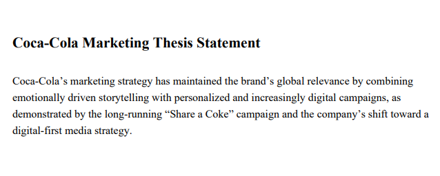 Coca-Cola Marketing Thesis Statement - Free AI Thesis Statement Generator, 50+ Real Thesis Statement Examples
