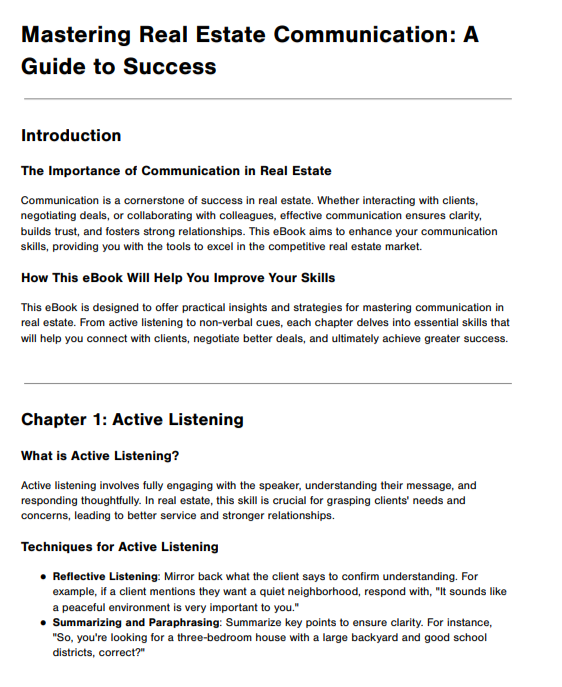Communication Skills for Real Estate Agents - Free AI Communication Skills Generator, 50+ Real Communication Skills Examples