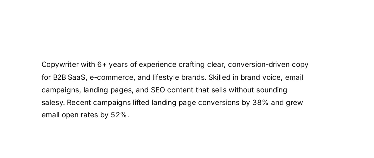 Copywriter Resume Summary - Free AI Resume Summary Generator, 50+ Real Resume Summary Examples