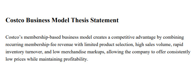 Costco Business Model Thesis Statement - Free AI Thesis Statement Generator, 50+ Real Thesis Statement Examples