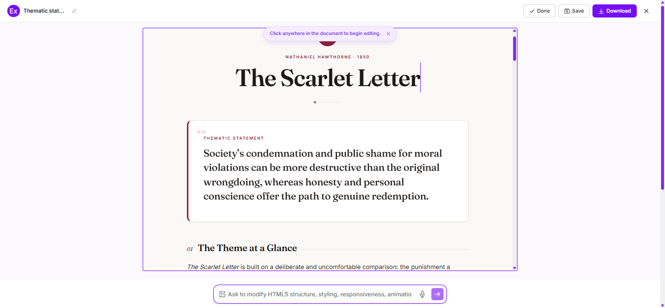 Thematic Statement Examples