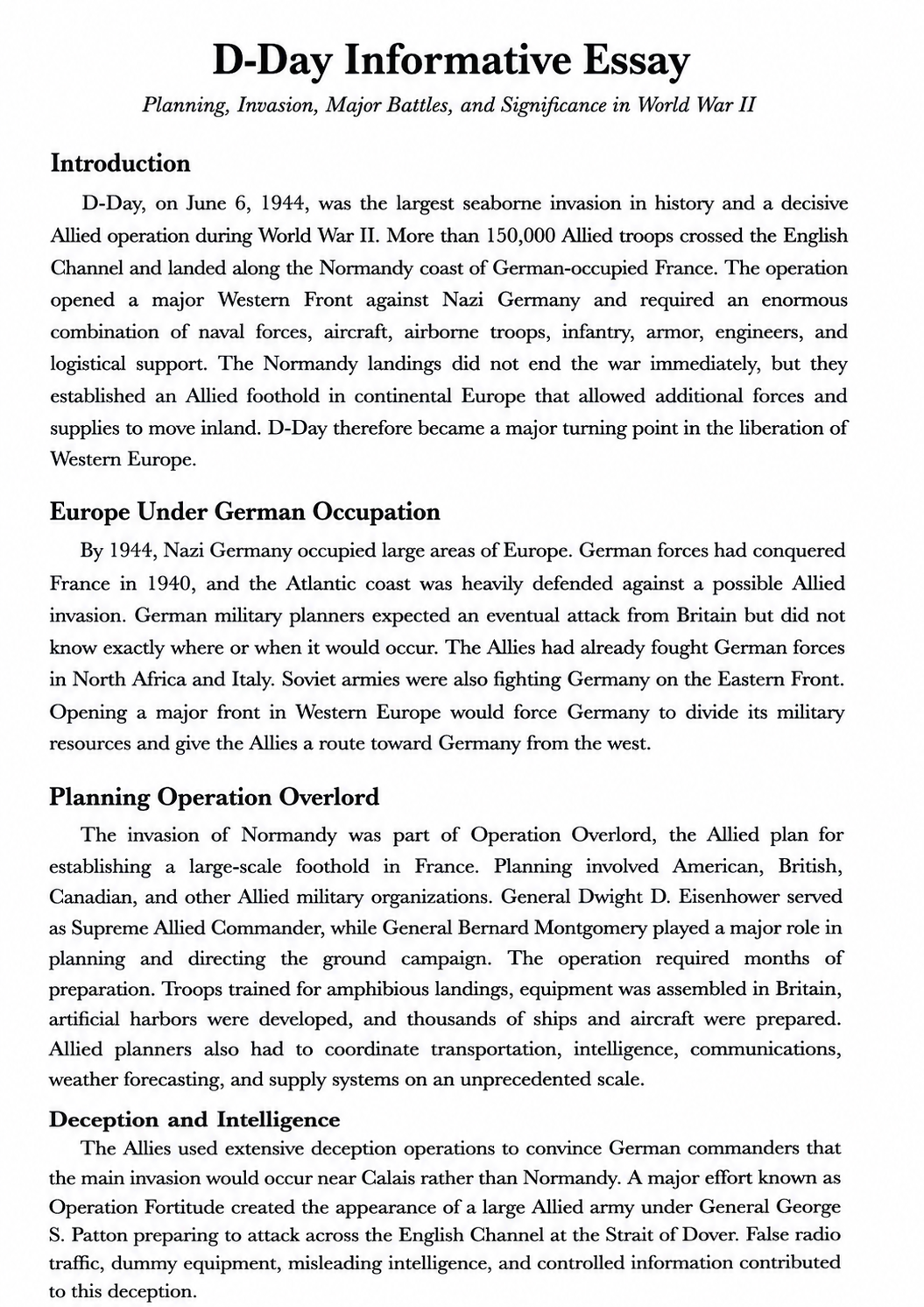 D-Day Informative Essay - Free AI Informative Essay Generator, 50+ Real Informative Essay Examples
