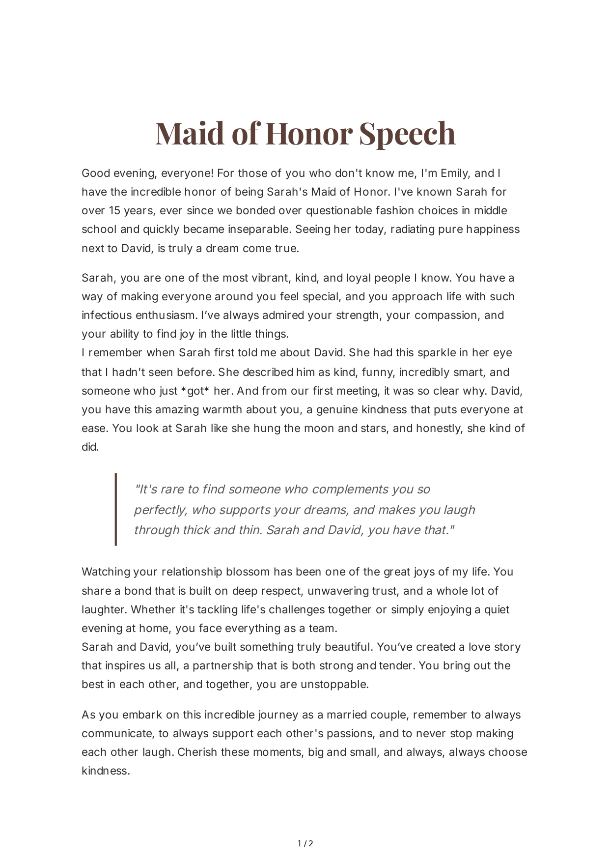 Destination Wedding Maid of Honor Speech - Free AI Maid of Honor Speech Generator, 50+ Real Maid of Honor Speech Examples