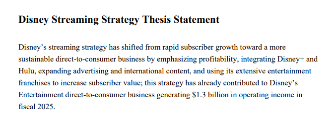 Disney Streaming Strategy Thesis Statement - Free AI Thesis Statement Generator, 50+ Real Thesis Statement Examples