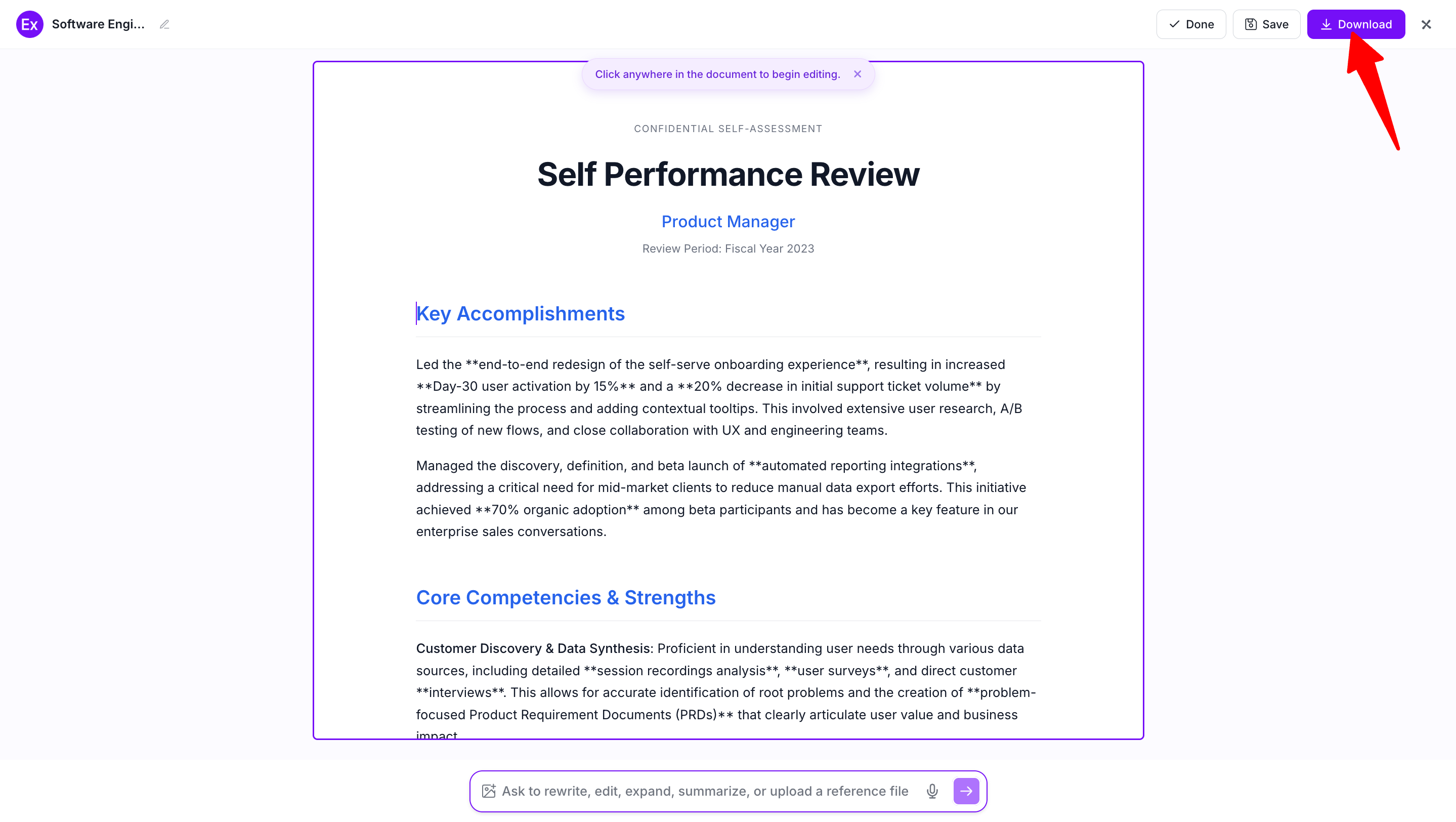 Self Performance Review Examples