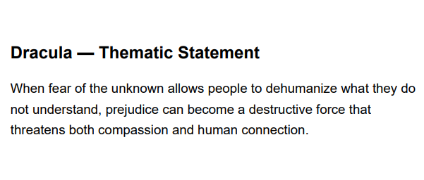 Dracula Thematic Statement - Free AI Thematic Statement Generator, 50+ Real Thematic Statement Examples