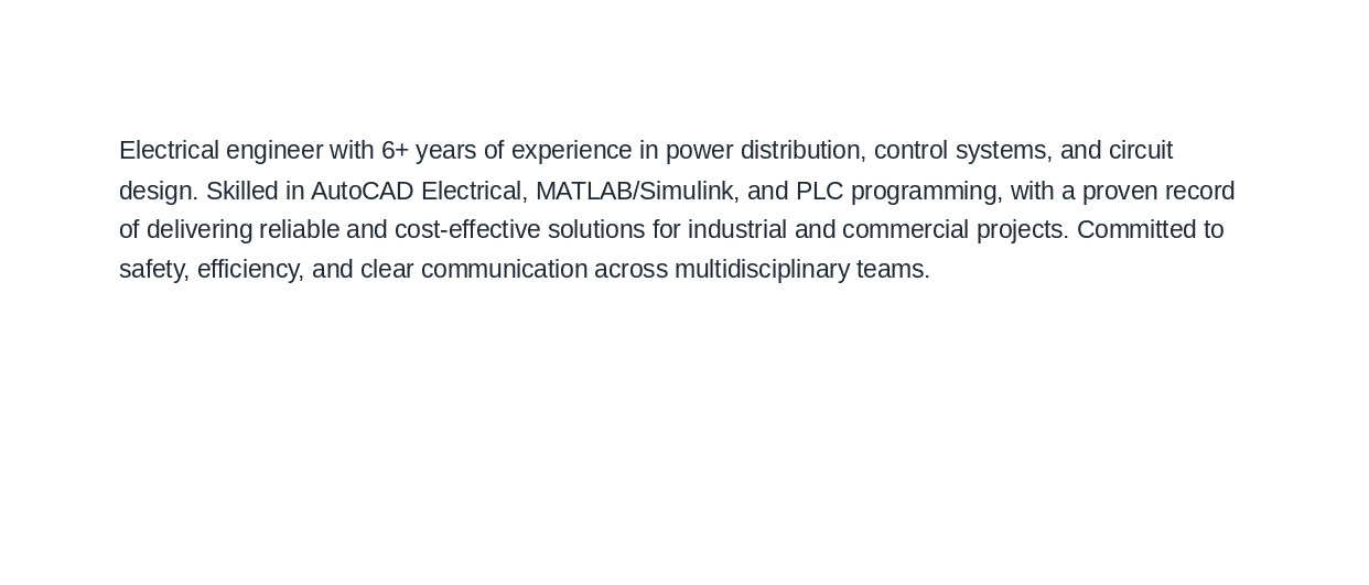 Electrical Engineer Resume Summary - Free AI Resume Summary Generator, 50+ Real Resume Summary Examples