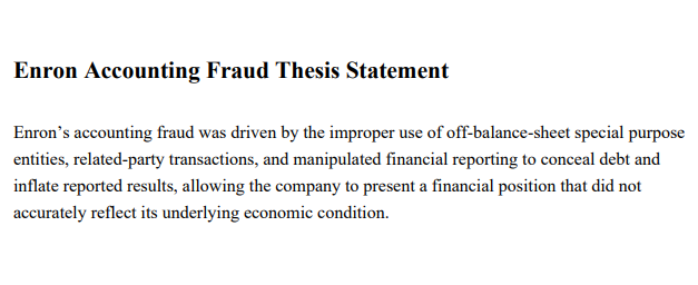 Enron Accounting Fraud Thesis Statement - Free AI Thesis Statement Generator, 50+ Real Thesis Statement Examples