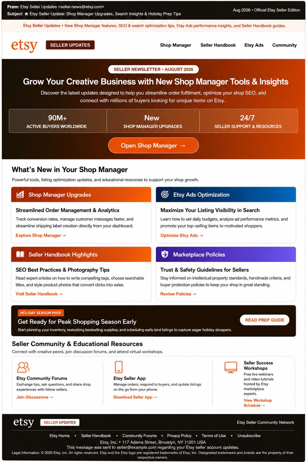 Etsy Seller Updates Email Newsletter - Free AI Email Newsletter Generator, 50+ Real Email Newsletter Examples