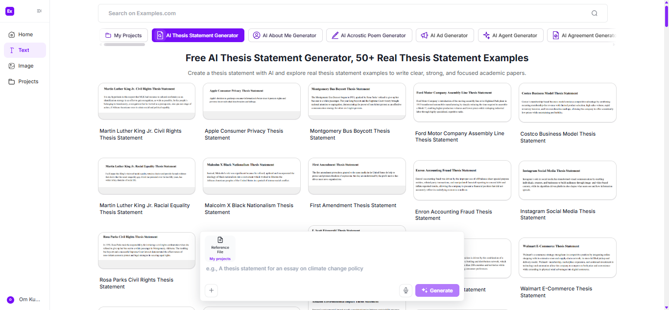 Thesis Statement Examples
