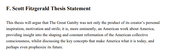 F. Scott Fitzgerald Thesis Statement - Free AI Thesis Statement Generator, 50+ Real Thesis Statement Examples