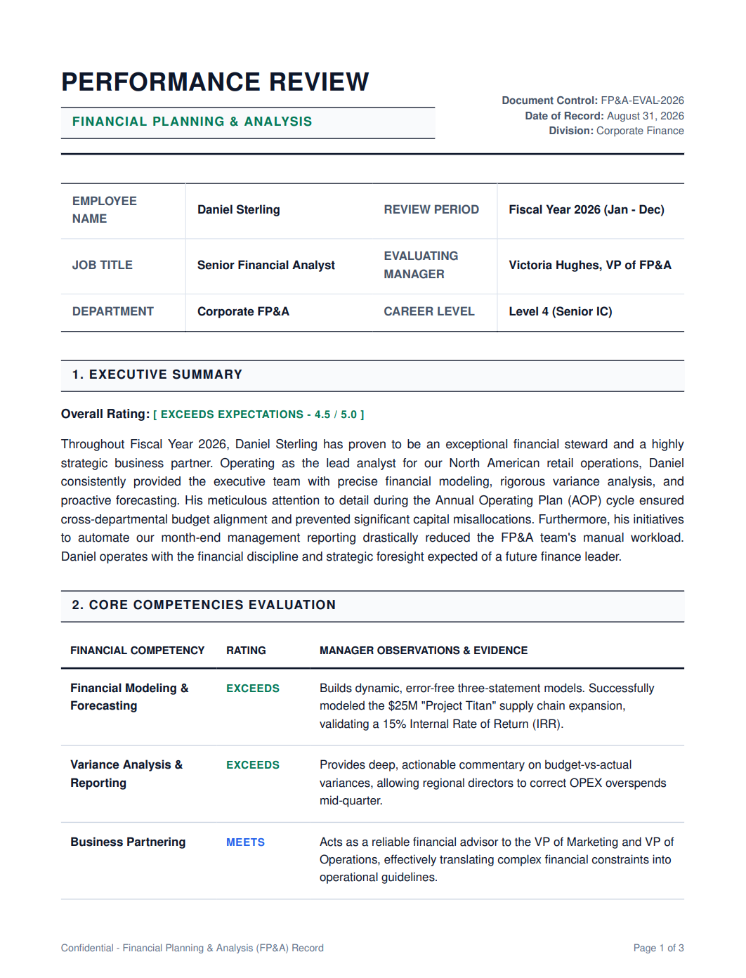 Financial Analyst Performance Review - Free AI Performance Review Generator, 50+ Real Performance Review Examples