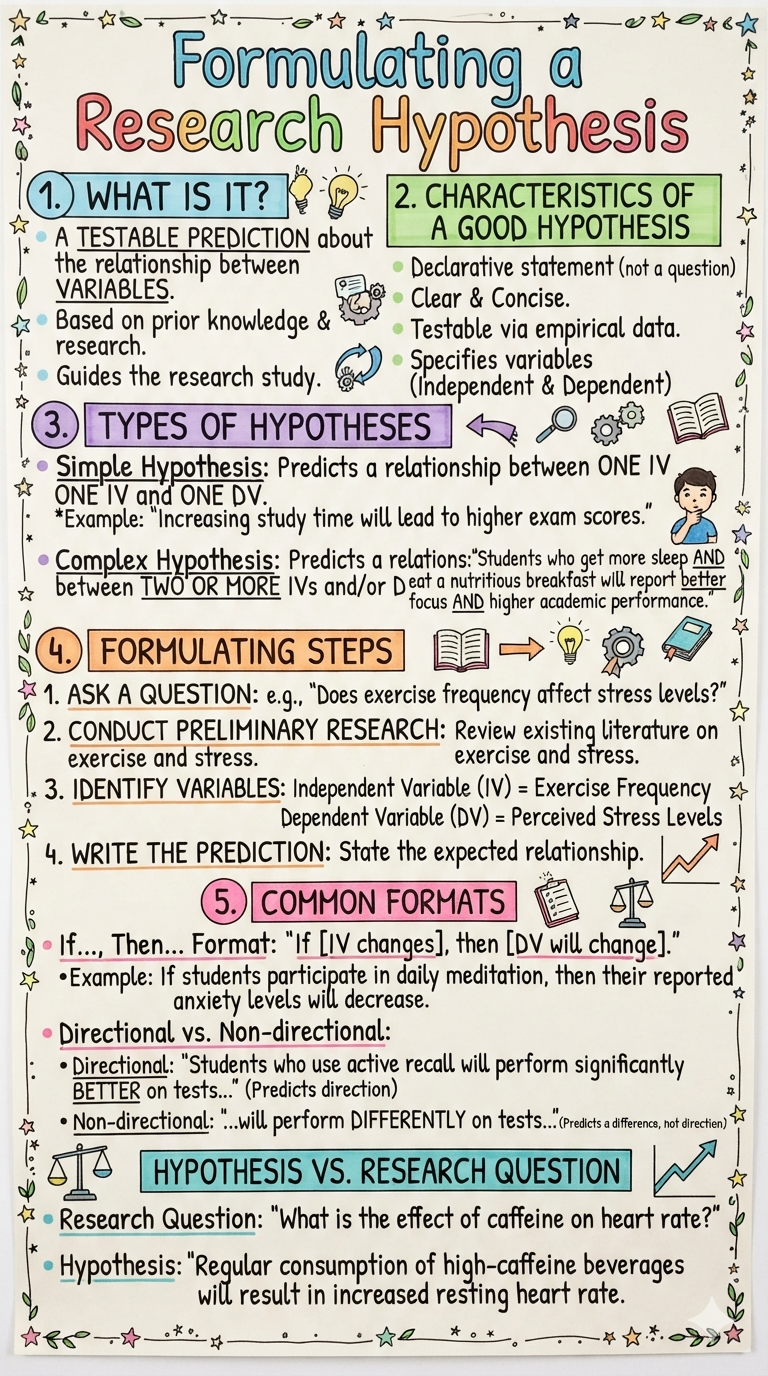 Formulating a Research Hypothesis Anchor Chart for Undergraduate Research - Free AI Anchor Chart Generator, 50+ Real Anchor Chart Examples