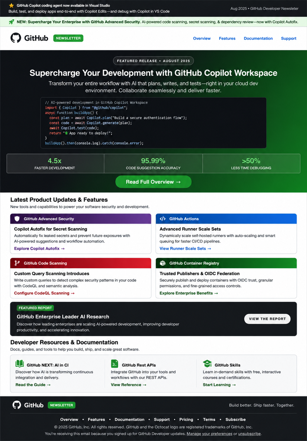 GitHub Changelog Email Newsletter - Free AI Email Newsletter Generator, 50+ Real Email Newsletter Examples