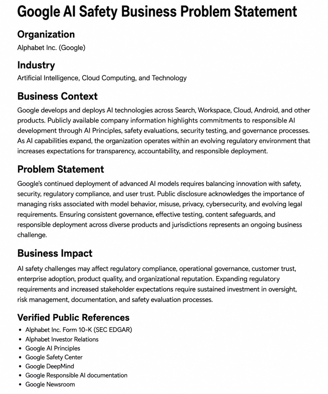 Google AI Safety Problem Statement - Free AI Problem Statement Generator, 50+Real Problem Statement Examples
