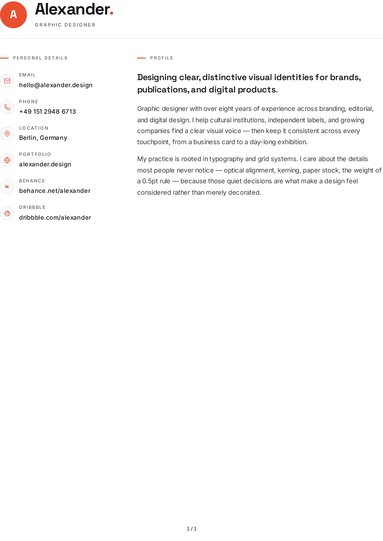 Graphic Designer Resume Profile - Free AI Resume Profile Generator, 50+ Real Resume Profile Examples
