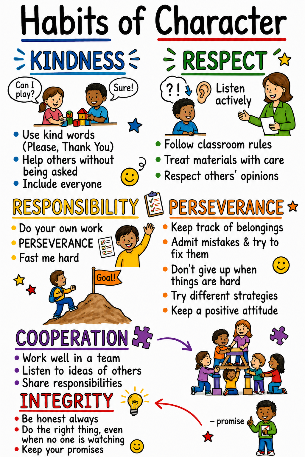 Habits of Character Anchor Chart for K–8 Students
