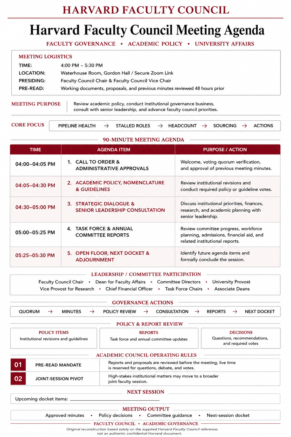 Harvard Faculty Council Meeting Agenda - Free AI Meeting Agenda Generator, 50+ Real Meeting Agenda Examples
