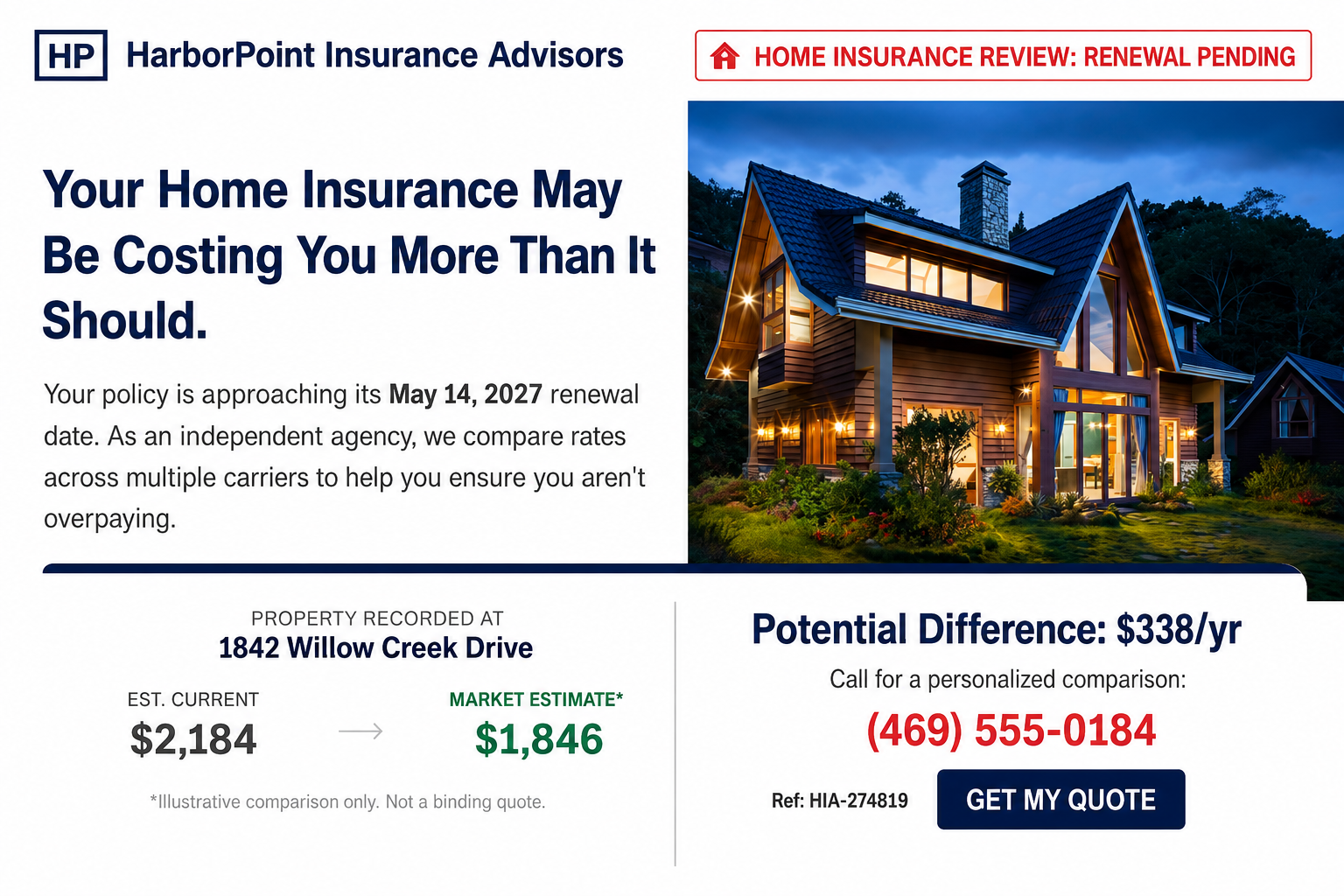 Home Insurance Renewal Review Postcard - Free AI Postcard Generator, 50+ Real Postcard Examples