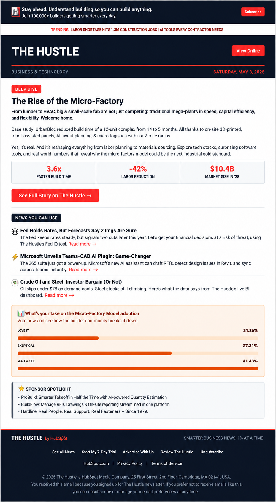 HubSpot The Hustle Email Newsletter - Free AI Email Newsletter Generator, 50+ Real Email Newsletter Examples