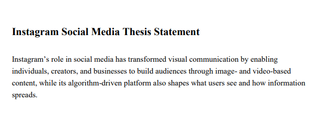 Instagram Social Media Thesis Statement - Free AI Thesis Statement Generator, 50+ Real Thesis Statement Examples