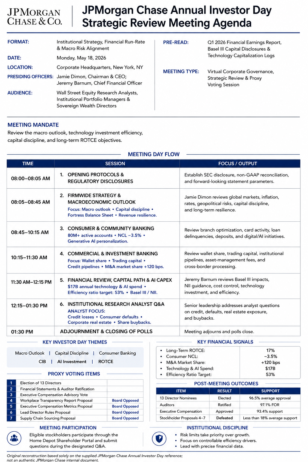 JPMorgan Chase Investor Day Meeting Agenda - Free AI Meeting Agenda Generator, 50+ Real Meeting Agenda Examples